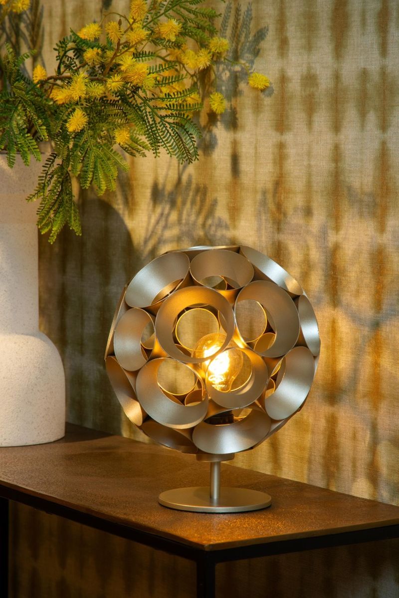 Lucide HANNELORE - Stolová lampa - Ø 25 cm - 1xE27 - Matt Gold / Mosadz